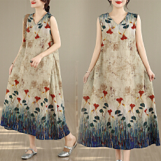 批发实拍 2026新款胖MM<b class='q'>大码</b>简约无袖V领背心式收腰长款<b class='q'>连衣裙</b>