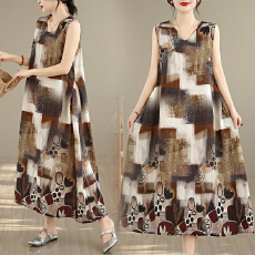 批发实拍 2026新款胖MM<b class='q'>大码</b>简约无袖V领背心式收腰长款<b class='q'>连衣裙</b>#920081