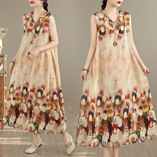 批发实拍 2026新款胖MM<b class='q'>大码</b>简约无袖V领背心式收腰长款<b class='q'>连衣裙</b>