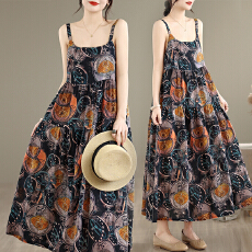 批发实拍碎花<b class='q'>连衣裙</b>棉麻森系吊带<b class='q'>连衣裙</b>大摆裙