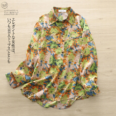 批发实拍2026春季棉麻碎花长袖衬衣<b class='q'>韩版</b>文艺休闲上衣