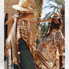 批发《花漫金枝》两穿异域风印花两穿不规则流苏抹胸上衣/<b class='q'>半身裙</b>