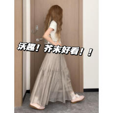 批发<b class='q'>欧根纱</b>半身裙女a字小个子<b class='q'>蓬蓬裙</b>2026夏新款高腰网纱伞裙