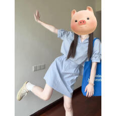 批发温柔职场风翻领短袖衬衫<b class='q'>半身</b>裙两件套女夏日超火穿搭绝美通勤套装