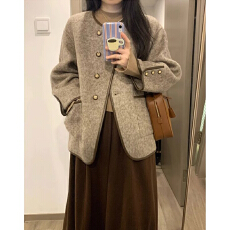 批发美拉德小香风外套<b class='q'>女</b>爆款韩系外套2025秋冬款宽松显瘦休闲法式上衣