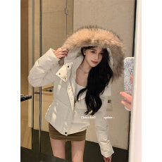 批发爆款2025年羽绒棉服女冬季韩版<b class='q'>新款</b>大毛领棉衣简约加厚保暖外套