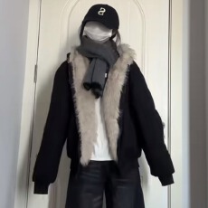 批发黑色麂皮毛领座山雕猫耳朵连帽外套男女冬季加绒加厚<b class='q'>情侣</b><b class='q'>棉衣</b>棉服