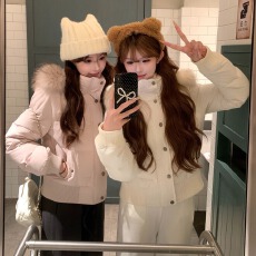 批发初梦POKEMENG 爱神贝拉 显瘦内里加绒羽绒棉服貉子毛