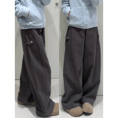 批发高质量斜纹 窄版弯刀裤女2026<b class='q'>新款</b>阔腿工装裤显瘦灰色裤子