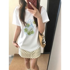 批发外贸跨境 韩国东大门100%纯棉高街减龄个性<b class='q'>欧美</b>韩系印花短袖<b class='q'>T</b><b class='q'>恤</b><b class='q'>女</b>