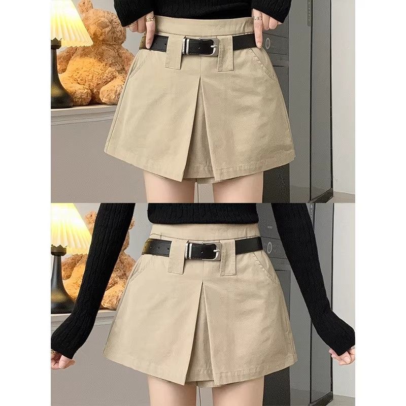 아메리칸 카키 색 워크웨어 반바지 여성 봄 새로운 디자인 센스 다용도 하이웨이스트 슬림해 보이는 루즈핏 한 마디 짧은 바지