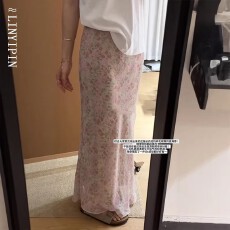 批发法式碎花网纱半身裙女2026新款夏季显瘦休闲直筒鱼尾<b class='q'>包臀</b><b class='q'>长裙</b>