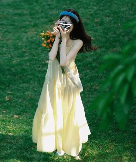 부드러운 바람 센 부서 슈퍼 요정 황색 슬립 드레스 아이들 여름 새로운 품격 허리 수축 슬림해 보이는 길다 치마