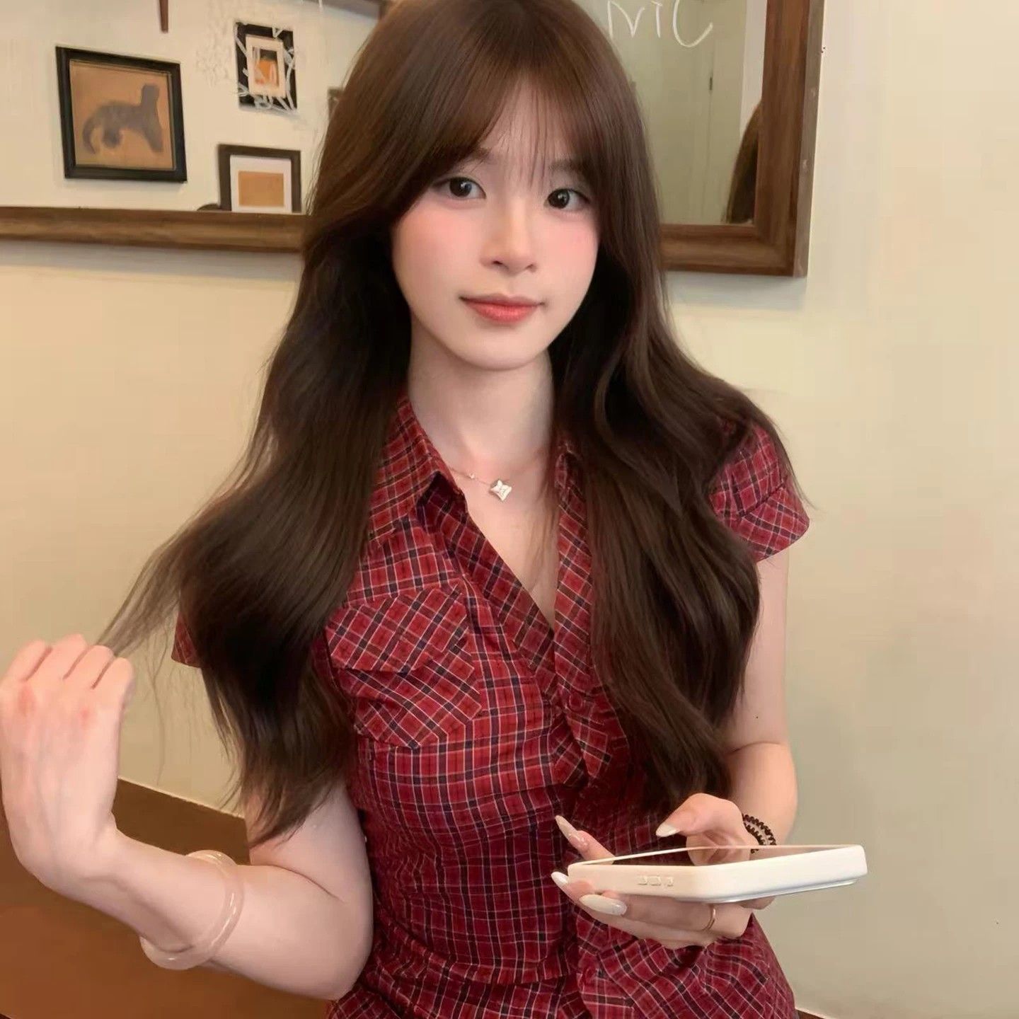 아메리칸 레트로 긍정적 인 어깨 한 부서 빨간색 셔츠 반팔 여름 몸매 가꾸기 슬림해 보이는 셔츠 맨위