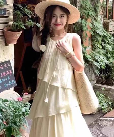 원본 것 있음 네리 한 부서 분위기 센스 착용 가져 가라. 출퇴근 품격 드레스 디자인 센스 민소매 조끼 롱 스커트