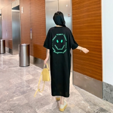批发官图 韩版胖mm长T恤裙女显瘦洋气<b class='q'>大码</b>女装夏季微胖纯棉短袖裙