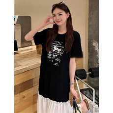批发官图 <b class='q'>大码</b>胖mm巨显瘦连衣裙宽松遮肚子雪纺拼接长裙欧货大版夏装