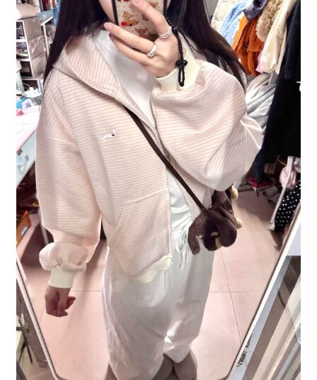 원본 품질 플러스 인사이드 펌프 자수 이후 패키지 칼라 새로운 한 부서 스트라이프 후드 티 스웨터 재킷