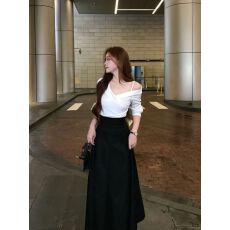 批发早秋季穿搭套装裙女巨好看<b class='q'>白色</b>长袖衬衫上衣搭配半身长裙子两件套