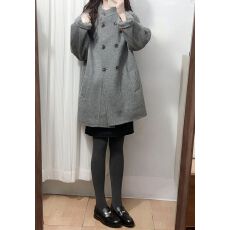 批发中长款灰色呢子大衣女2025秋冬季新款正流行赫本风小个子毛呢<b class='q'>外套</b>