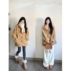 批发两面穿皮毛一体羊羔毛<b class='q'>外套</b>女冬季新款韩系加绒加厚高级感机车棉服