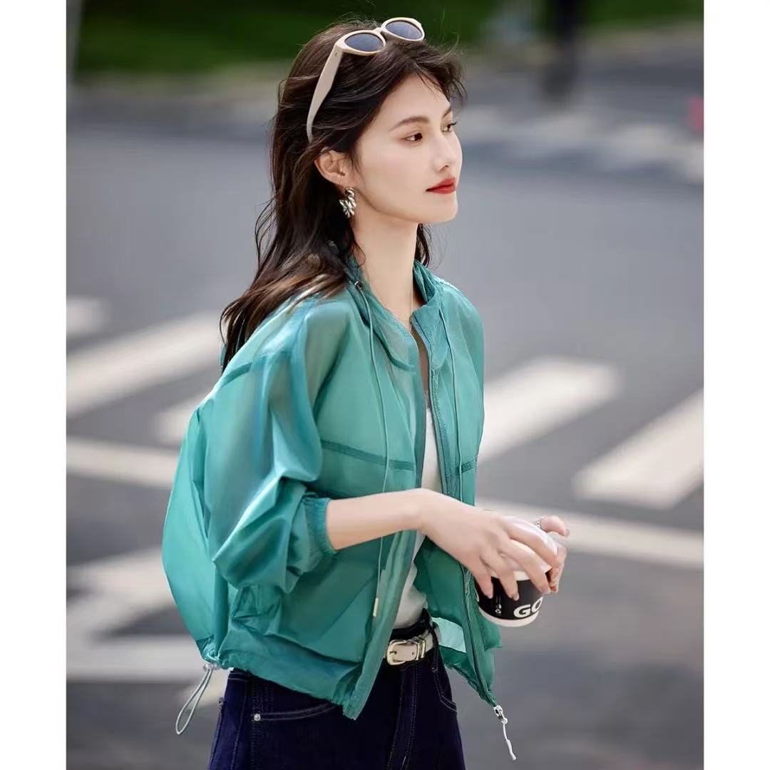 빛 캐주얼 패치워크 야외 얇고 가벼운 재킷 2026 년 아모이 작은 키 펌프 로프 빅 포켓 햇빛 가리개 재킷