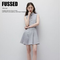 批发2026夏季多层<b class='q'>百褶</b>剪裁_雪花灰立领<b class='q'>连衣裙</b>