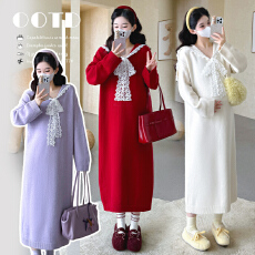 批发实拍现~秋冬韩版加厚海军领拼接蕾丝大版大码<b class='q'>连衣裙</b>