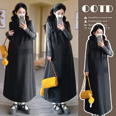 实拍现~秋冬韩版毛呢蝴蝶结波点连衣裙+高领毛衣套装