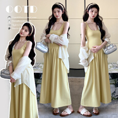 实拍~现孕妇春夏韩系背心吊带+设计开叉衬衫两件套套装