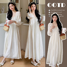 实拍~现原版2026孕妇春夏韩系宽松刺绣大码连衣裙