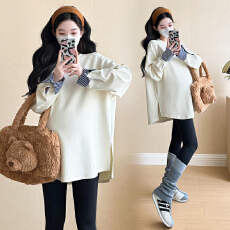 批发大量现现实拍~原版早春韩系纯棉宽松拼接条纹卫衣裙