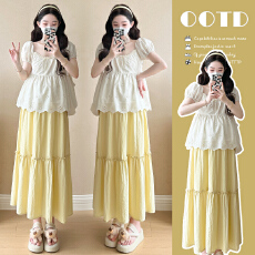 批发现实拍~夏季甜美刺绣<b class='q'>娃娃</b>衫上衣+托腹半<b class='q'>裙</b>