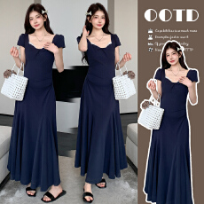 批发现实拍~夏季法式方领<b class='q'>拼接</b>蕾丝边大裙摆<b class='q'>连衣裙</b>