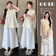 批发现实拍~夏季韩系花边<b class='q'>衬衫</b>+托腹半裙套装