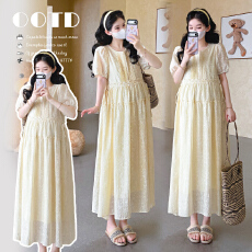 批发现现实拍~夏季法式<b class='q'>宽松</b>方领重工打揽抽绳大码<b class='q'>连衣裙</b>