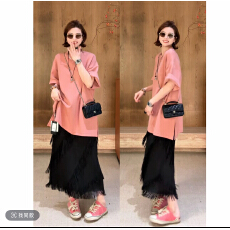 批发月月 2026新款小众设计极简鱼骨走线亲肤云朵<b class='q'>T</b><b class='q'>恤</b> ➕半裙