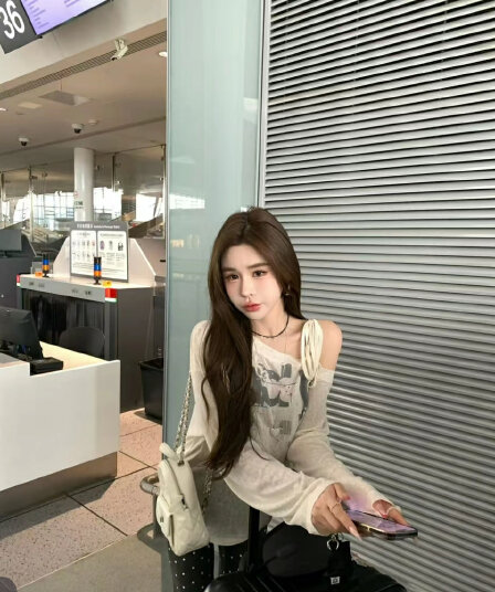 쌀 Na 홈 공항 연인 베이지 색 프린트 동점 로프 자외선 차단 티셔츠 회색 도트 무늬 캐주얼 바지