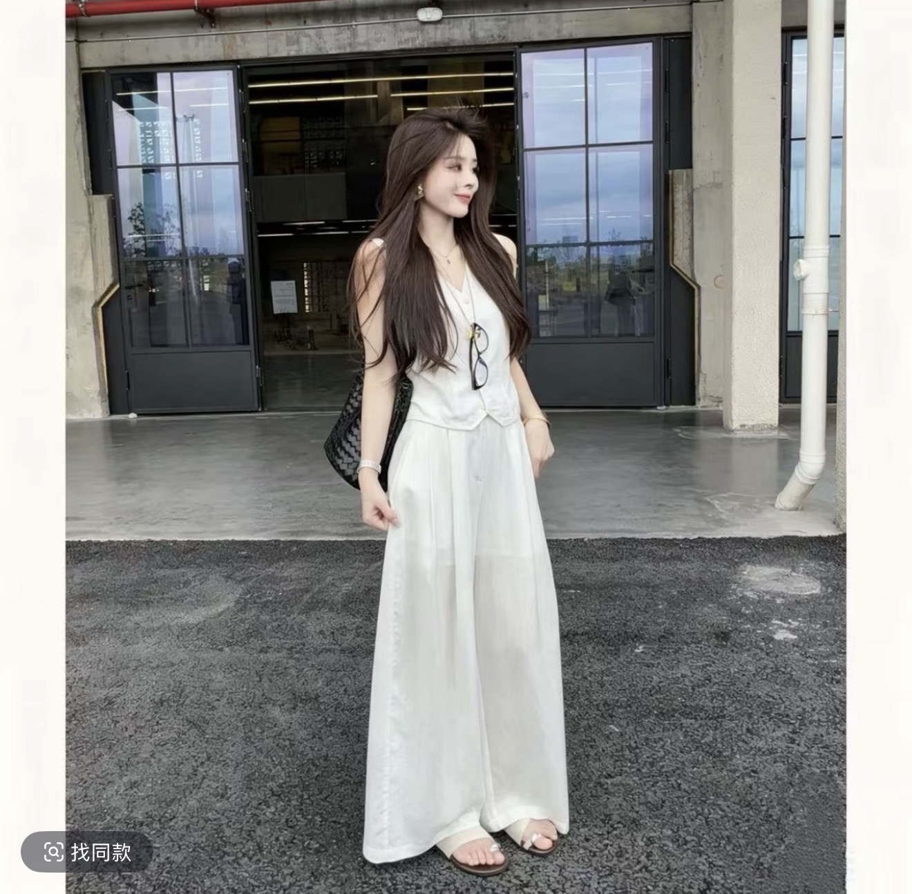 샤오 크릭 의류 여름 새로운 고급 센스 슬림해 보이는 민소매 베스트 와이드 레그 팬츠 패션 느긋한 세트