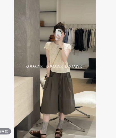여름 새로운 한 부서 슬림해 보이는 캐주얼 루즈핏 다용도 니트 맨위 할 수 없다. 기계 워시 바지