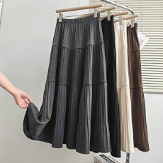 批发实拍大码女装秋<b class='q'>冬</b>胖mm百褶高腰遮胯显瘦蛋糕半身裙气质百搭a字裙