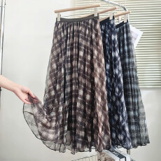 批发实拍大码女装秋<b class='q'>冬</b>胖MM气质格子大摆裙宽松遮胯显瘦百搭垂感a字裙