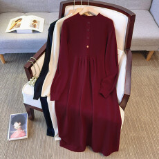 批发实拍大码女装秋冬针织长款连衣裙胖MM气质遮肚显瘦配大衣毛衣<b class='q'>长裙</b>