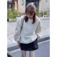 批发欧货高端宽松灰色套头<b class='q'>卫衣</b>2025秋冬新款设计感短款小个子格纹上衣