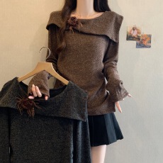 批发<b class='q'>大码</b>美拉德设计感<b class='q'>长袖</b>T恤女胖mm秋冬不规则显瘦遮肚上衣
