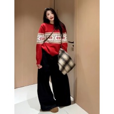 批发韩系氛围感穿搭费尔岛提花针织套装女2025年新款上衣