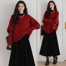 批发2026<b class='q'>冬</b>季新款时尚气质减龄圣诞红色喜庆毛衣