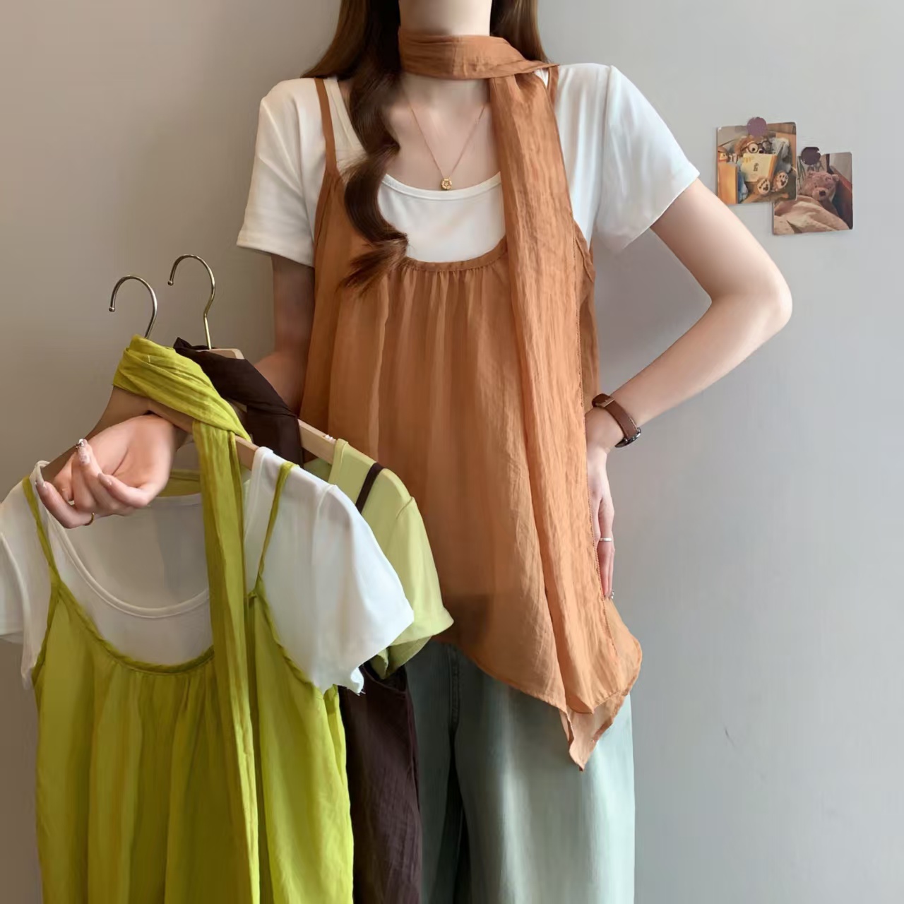 실사 빅 사이즈 여성 의류 한 부서 연령 감소 디자인 짧은 티셔츠 여성 레트로 슬립 사실 두 조각 통통한 여동생 맨위 여름
