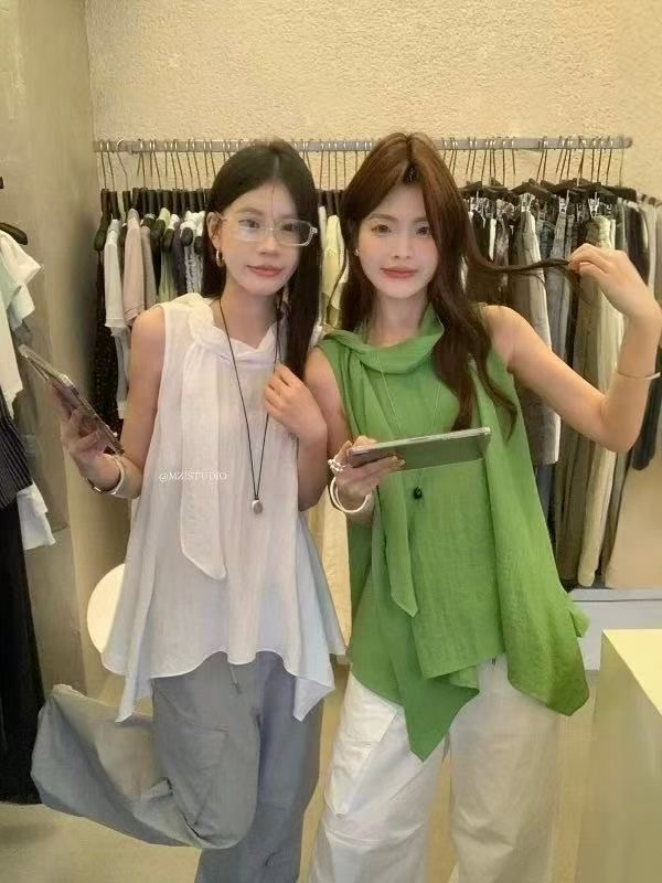 한 부서 불규칙 디자인 센스 밑단 숙녀 절묘한 우아한 다용도 품격 민소매 작은 셔츠 여성 여름 2026