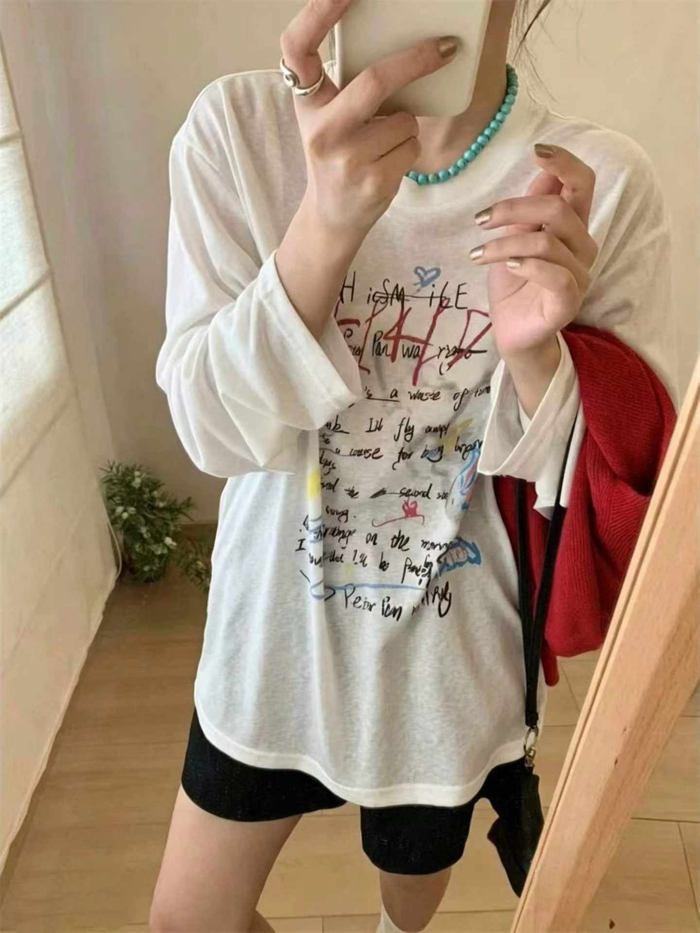 아메리칸 수채화 색상 자외선 차단 자외선 차단 블라우스 긴팔 티셔츠 여성 여름 새로운 캐주얼 다용도 맨위 트렌디